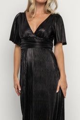 Venetian Pleated Gown | Black